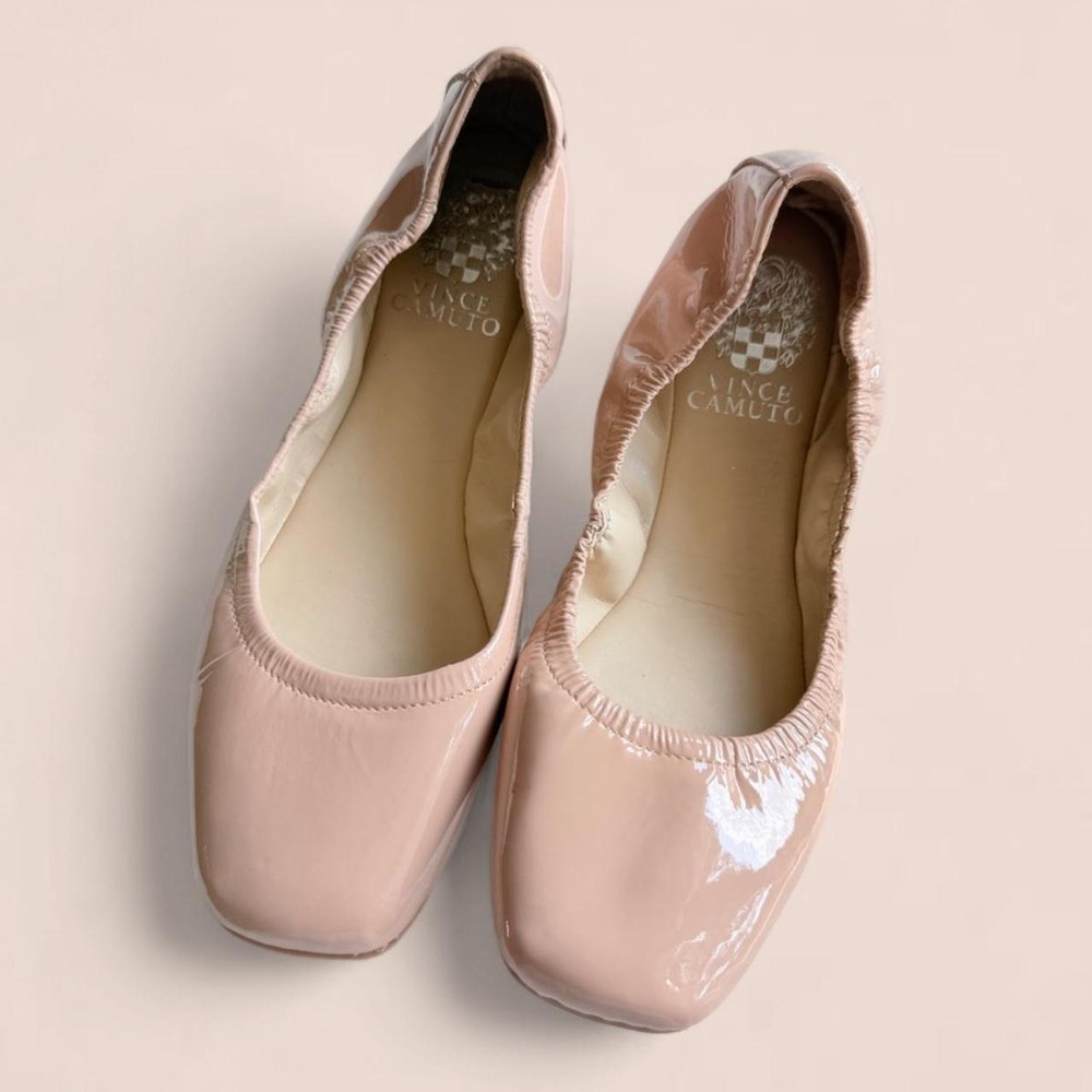 Vince Camuto Women's Size 8M Blush Pink Patent Ballet Flats Square Toe